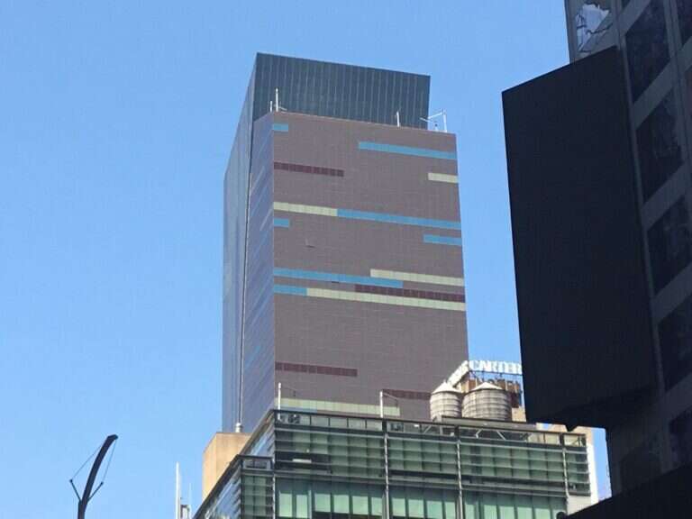 The Westin New York at Times Square hotel tower seen from Times Square