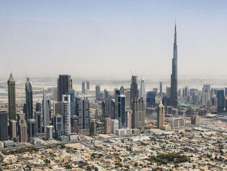 Burj Khalifa rising above the Dubai skyline